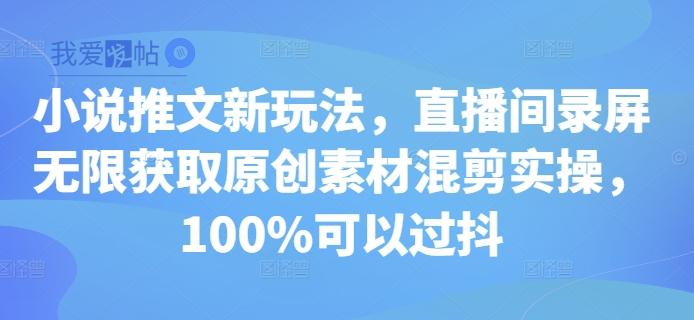 小说推文新玩法，直播间录屏无限获取原创素材混剪实操，100%可以过抖-我爱发帖