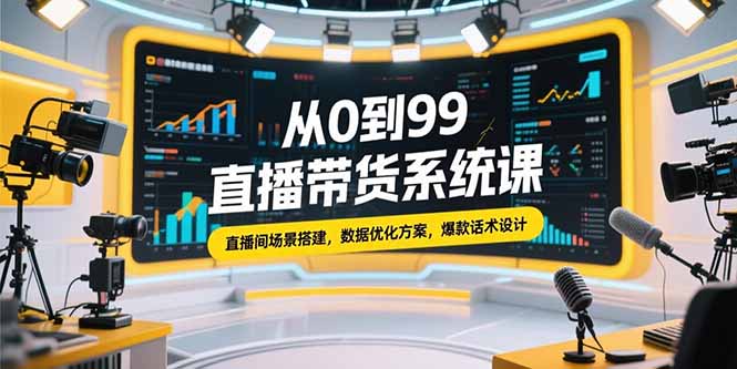 从0到99直播带货系统课，直播间场景搭建，数据优化方案，爆款话术设计-我爱发帖