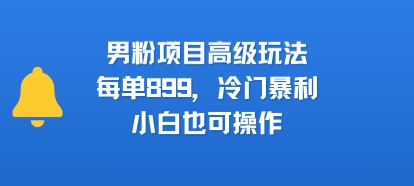男粉项目高级玩法，每单899，冷门暴利，小白也可操作-我爱发帖