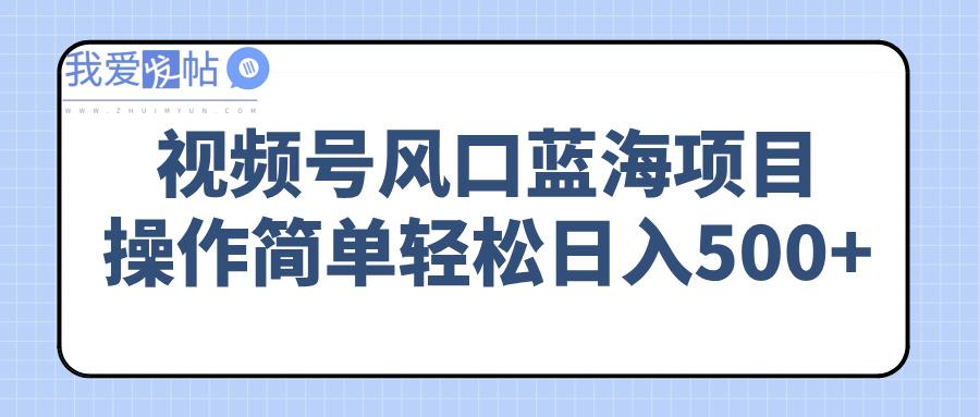 视频号风口蓝海项目，操作简单轻松日入500+-我爱发帖