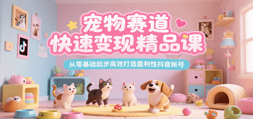 宠物赛道快速变现精品课，从零基础起步高效打造盈利性抖音账号-我爱发帖
