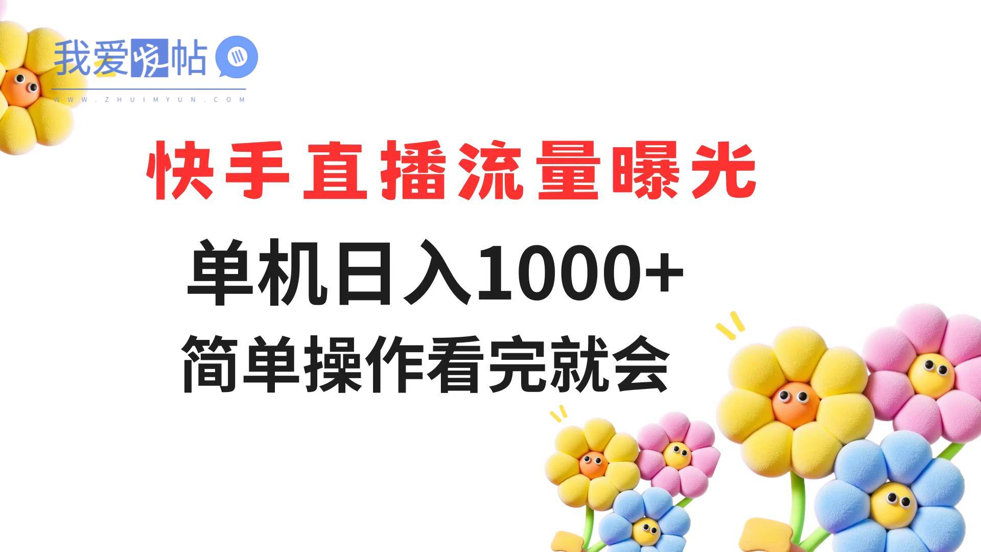 快手直播流量曝光 单机日入1000+ 简单操作 看完就会-我爱发帖