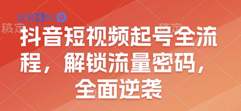 抖音短视频起号全流程，解锁流量密码，全面逆袭-我爱发帖