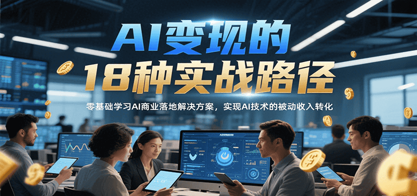 AI变现的18种实战路径，零基础学习AI商业落地解决方案，实现AI技术的被动收入转化-我爱发帖