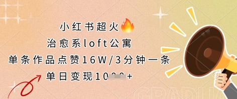 小红书超火的治愈系loft公寓，单条作品点赞16W，3分钟一条，单日变现数张-我爱发帖
