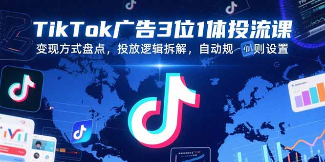 TikTok广告3位1体投流课，变现方式盘点，投放逻辑拆解，自动规则设置-我爱发帖