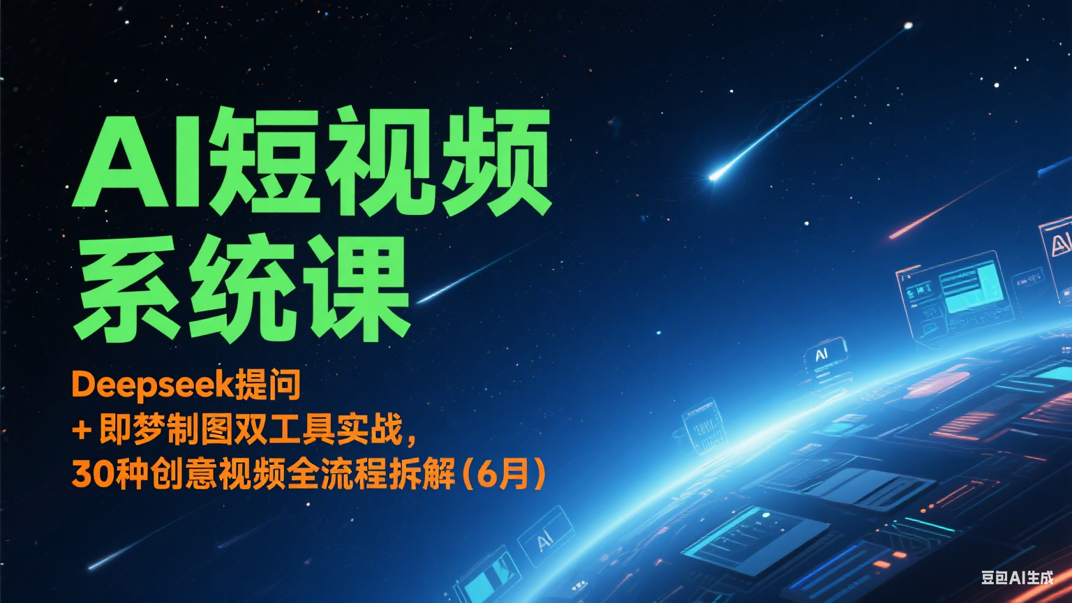 AI短视频系统课：Deepseek提问 + 即梦制图双工具实战，30种创意视频全流程拆解(6月)-我爱发帖