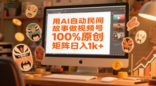 用AI自动民间故事做视频号，100%原创，矩阵日入1k+-我爱发帖