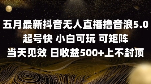 2025五月最新无人直播撸音浪单日产出5张+实操教程【揭秘】-我爱发帖