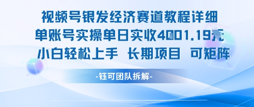 视频号银发经济赛道单账号实操单日实收1k+，小白轻松上手长期项目-我爱发帖