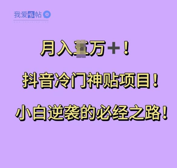 抖音冷门神贴项目，小白逆袭的必经之路，月入过W【揭秘】-我爱发帖