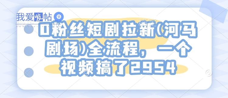 0粉丝短剧拉新(河马剧场)全流程，一个视频搞了2954-我爱发帖