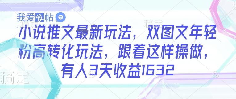 小说推文最新玩法，双图文年轻粉高转化玩法，跟着这样操做，有人3天收益1632-我爱发帖