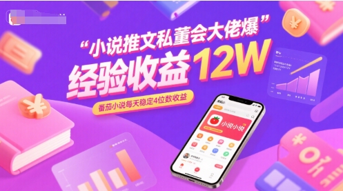 小说推文私董会大佬爆单经验分享收益12W，番茄小说每天稳定4位数收益-我爱发帖