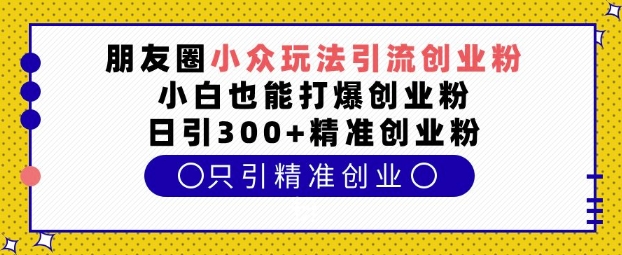 朋友圈小众玩法引流创业粉，小白也能打爆创业粉，日引300+精准创业粉【揭秘】-我爱发帖