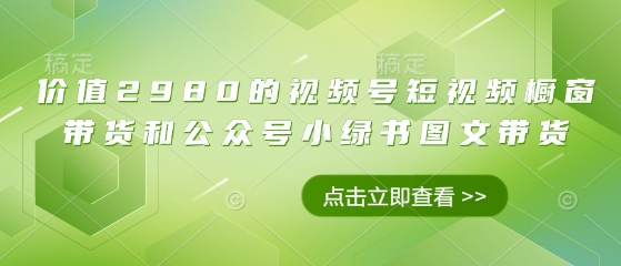 价值2980的视频号短视频橱窗带货和公众号小绿书图文带货-我爱发帖