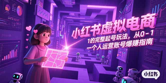 小红书虚拟电商，从0-1的完整起号玩法，一个人运营账号爆赚指南-我爱发帖