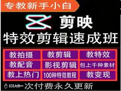 剪映特效教程和运营变现教程，特效剪辑速成班，专教新手小白-我爱发帖
