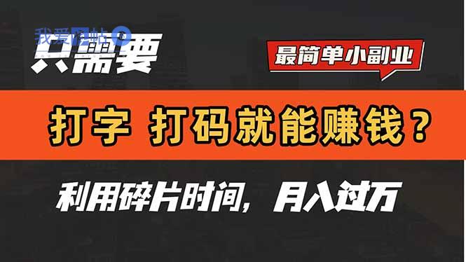 只需要打字，打码，就能赚钱？简单的赚钱小副业，利用碎片时间，月入过万-我爱发帖
