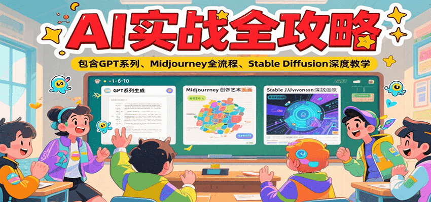 AI实战全攻略，包含GPT系列、Midjourney全流程、Stable Diffusion深度教学-我爱发帖
