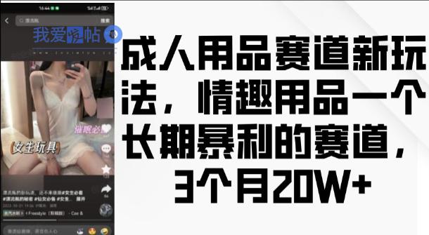 成人用品赛道新玩法，情趣用品一个长期暴利的赛道，3个月收益20个【揭秘】-我爱发帖