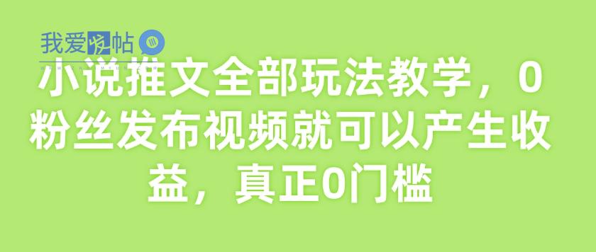小说推文全部玩法教学，0粉丝发布视频就可以产生收益，真正0门槛-我爱发帖