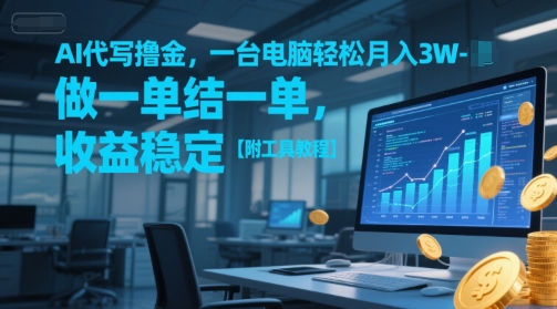 AI代写撸金，一台电脑轻松月入1-3W，做一单结一单，收益稳定【附工具教程】-我爱发帖