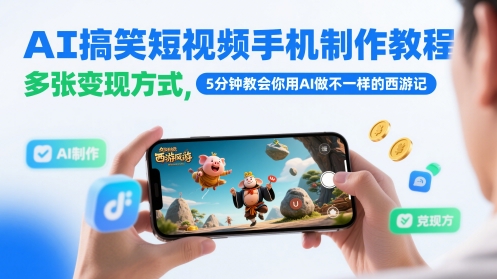 AI搞笑短视频手机制作教程，多张变现方式，5分钟教会你用AI做不一样的西游记-我爱发帖