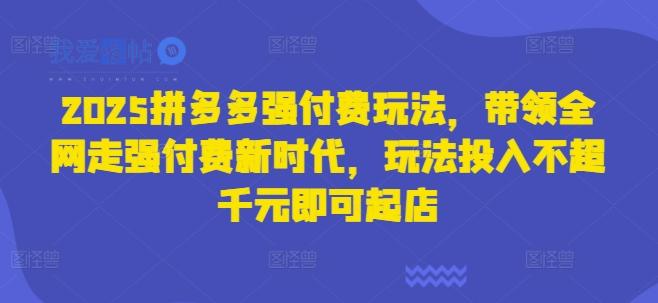 2025拼多多强付费玩法，带领全网走强付费新时代，玩法投入不超千元即可起店-我爱发帖