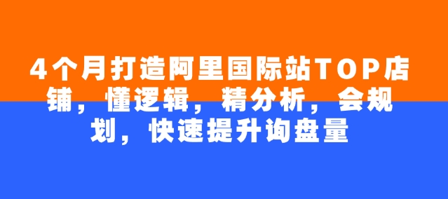 4个月打造阿里国际站TOP店铺，懂逻辑，精分析，会规划，快速提升询盘量-我爱发帖