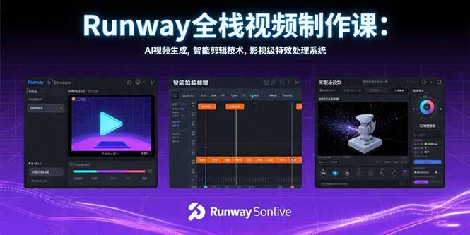 Runway全栈视频制作课：AI视频生成，智能剪辑技术，影视级特效处理系统-我爱发帖