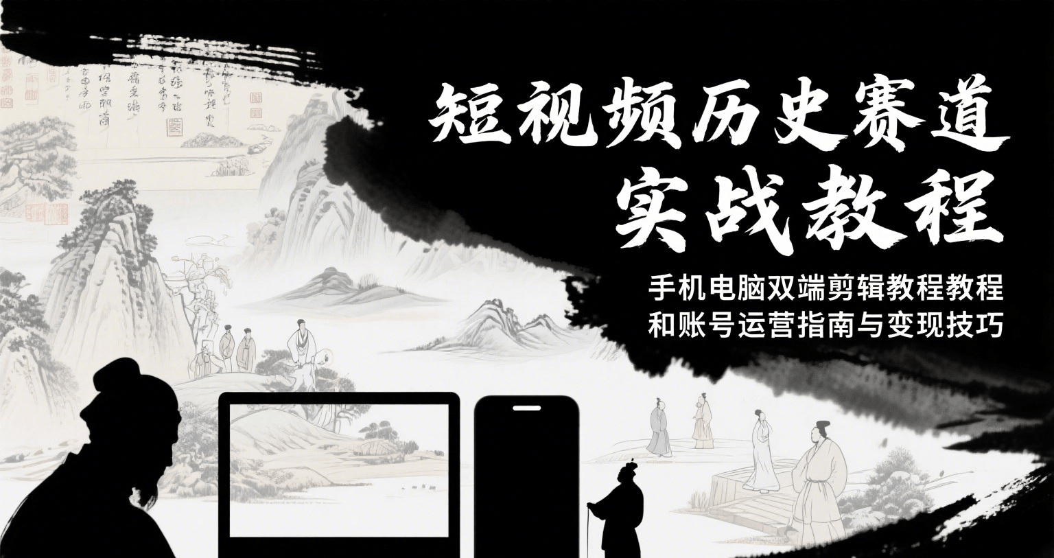 短视频历史赛道实战教程，手机电脑双端剪辑教程和账号运营指南与变现技巧-我爱发帖