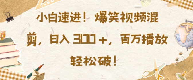 小白速进，爆笑视频混剪，日入3张，百万播放轻松破【揭秘】-我爱发帖