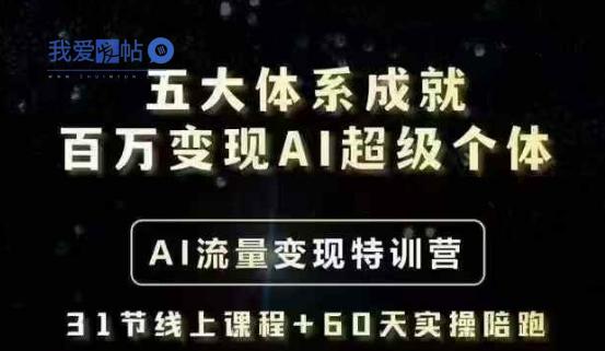 五大体系成就百万变现AI超级个体- AI流量变现特训营，一步一步教你一个人怎么年入百W-我爱发帖