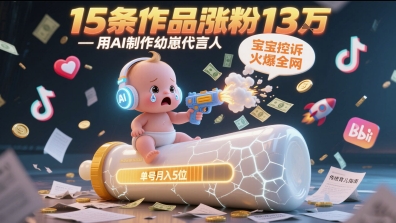 用AI制作幼崽代言人，宝宝的控诉火爆全网，15条作品涨粉13W，单号月入5位数实操教程-我爱发帖