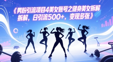男粉引流项目4美女账号之健身美女拆解，日引流500+，变现多张-我爱发帖