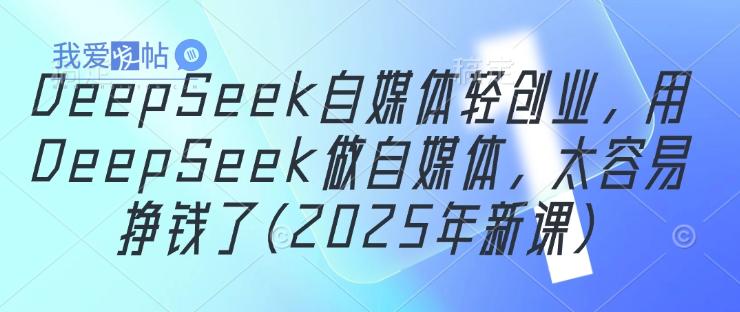 DeepSeek自媒体轻创业，用DeepSeek做自媒体，太容易挣钱了(2025年新课)-我爱发帖