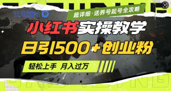 2月小红书最新日引500+创业粉实操教学【超详细】小白轻松上手，月入1W+，附小红书养号起号SOP-我爱发帖