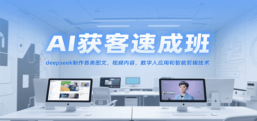 AI获客速成班，deepseek制作各类图文、视频内容，数字人应用和智能剪辑技术-我爱发帖