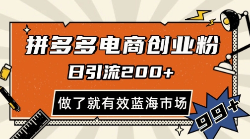 拼多多引流电商创业粉，日引200+，可矩阵放大，做了就有效【揭秘】-我爱发帖