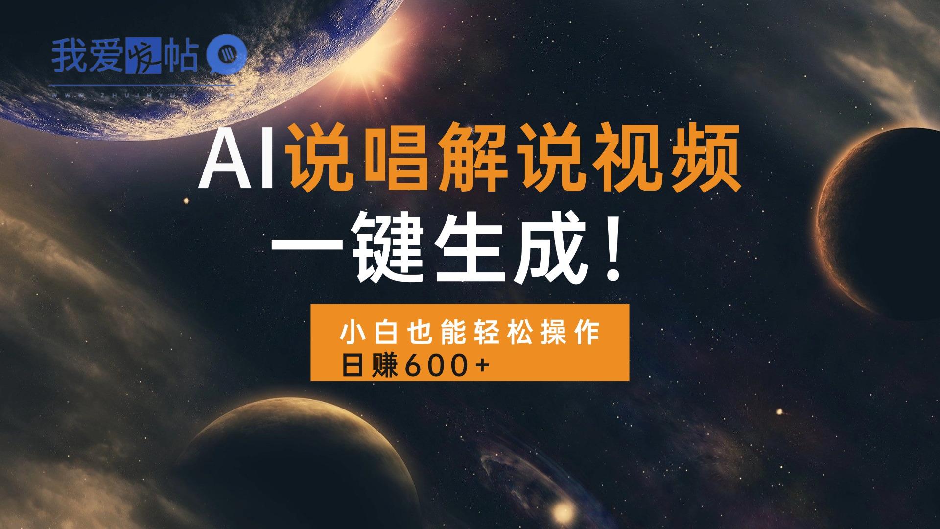 AI说唱解说视频，一键生成，小白也能轻松操作日赚600+-我爱发帖