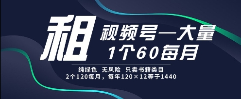 租视频号，一个60每月，2个120.纯绿色、无风险，常年租【揭秘】-我爱发帖